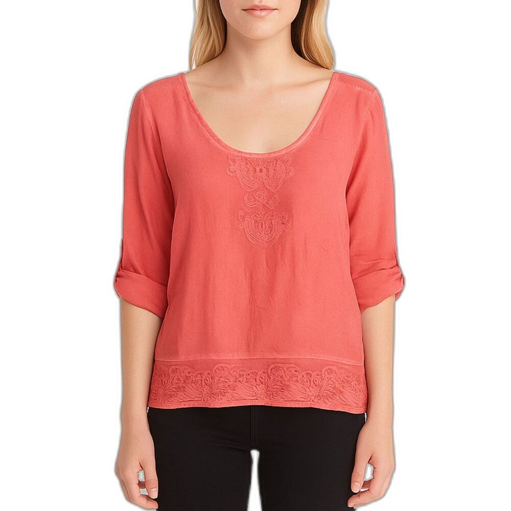 NWT Illa Illa Versona Women’s Coral 3/4 Cuffed Sleeve Blouse | Small